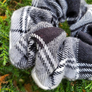 Black and white checkerboard scrunchie